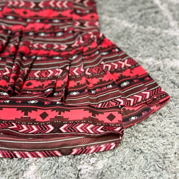 VOLCOM ❤️🤎🖤pleated skater dress tribal <<arrow pattern>> FALL COLOR palette🍁 - Picture 10 of 14